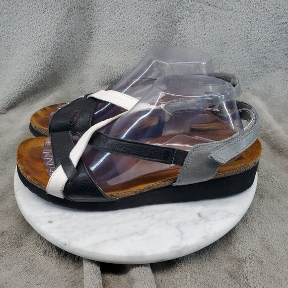 Naot Shoes - Naot Shoes Womens EU 42 US 11 Black & White Leather Sophia Sandals